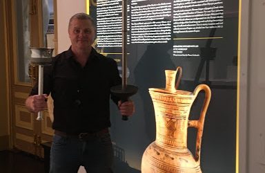 Michael at the Hellenic Museum with Olympic torches