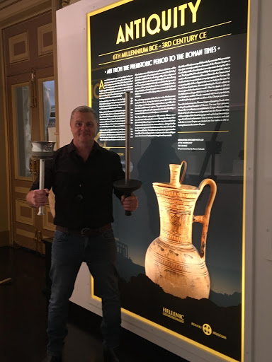 Michael at the Hellenic Museum with Olympic torches