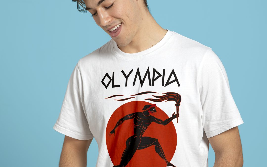 Olympia on your chest (in English and Japanese script, and in multiple colours)